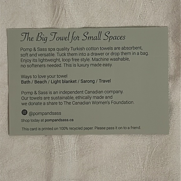 NWT Pomp & Sass Elegant White Turkish Cotton Hand Towel - Picture 4 of 11